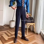 Navy Striped Signature Buttoned Gurkha Pants by Italian Vega® (Special Edition)