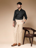 Beige Linen Elegant Gurkha Pants | Boot Cut Fit by Italian Vega®