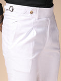 White Linen Elegant Gurkha Pants | Boot Cut Fit by Italian Vega®
