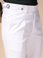 White Linen Elegant Gurkha Pants | Boot Cut Fit by Italian Vega®