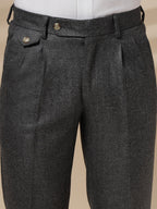 Grey Signature Flap Herringbone Gurkha Pants | Boot Cut Fit by Italian Vega®