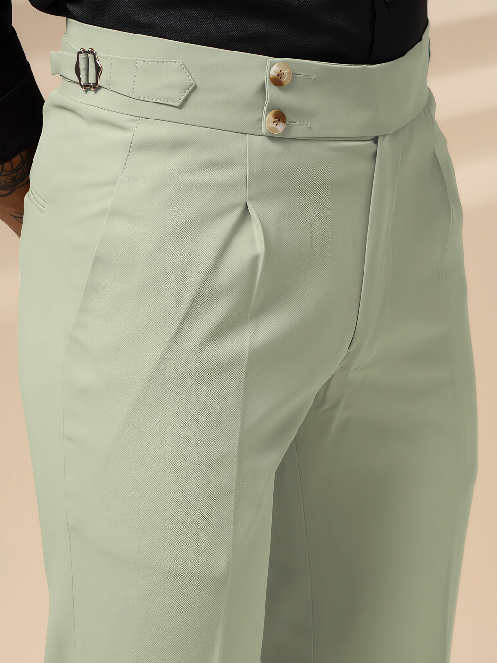 Lime Signature Buttoned Formal Gurkha Pants by ITALIAN VEGA®