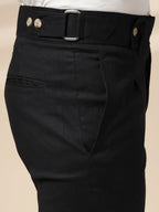 Black Linen Oxford Gurkha Pants | Boot Cut Fit by Italian Vega®