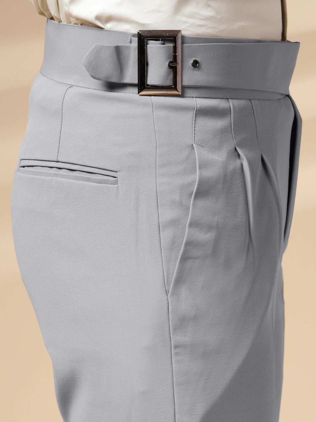 Ash Grey Classic Buckle Gurkha Pants by Italian Vega®