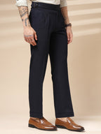 Navy Blue Classic Buckle Formal Gurkha Pants by ITALIAN VEGA®