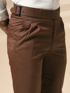 Brown Classic Buckle Gurkha Pants by Italian Vega®