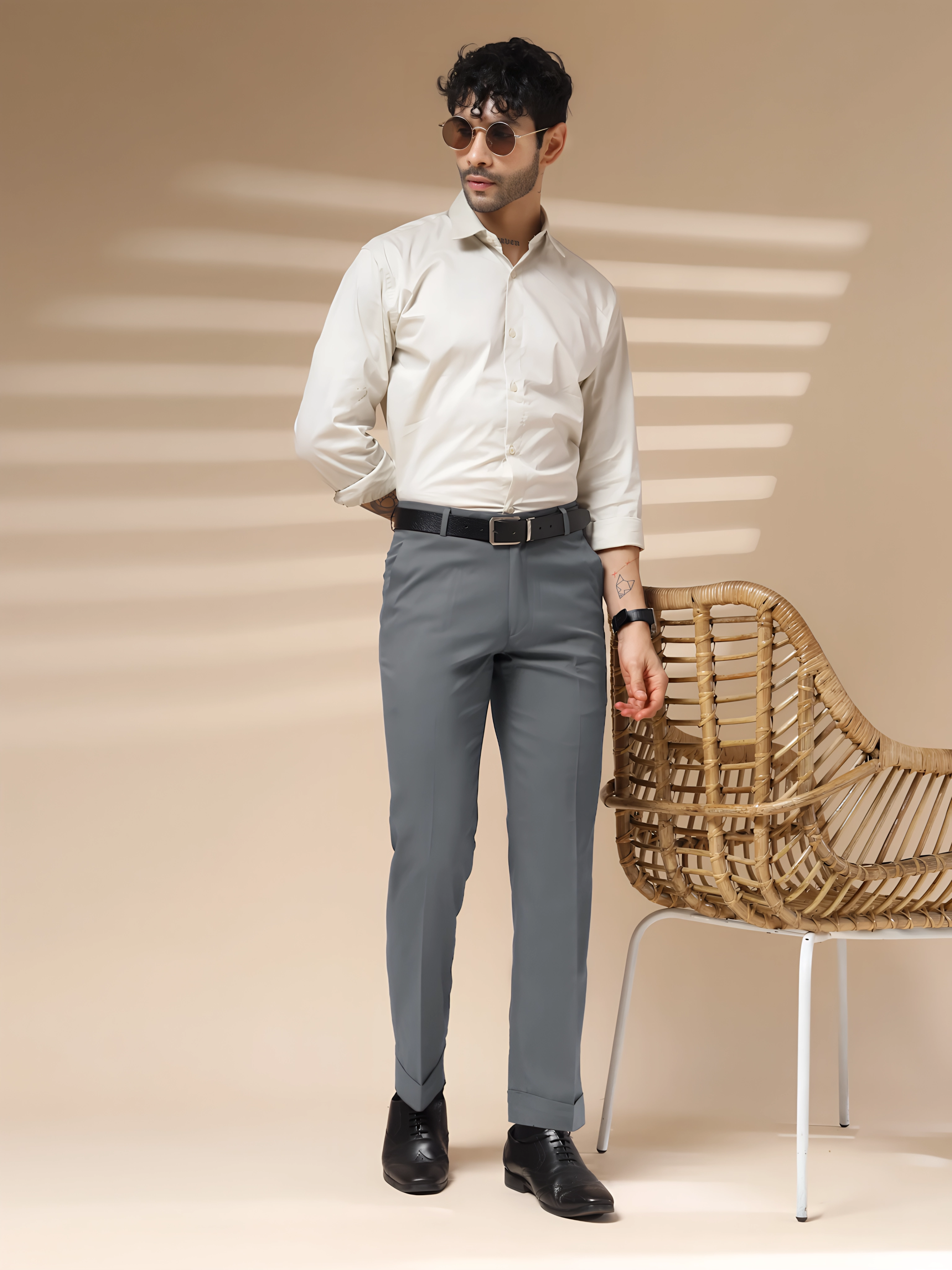 Stone Grey Men Formal Pant by ITALIAN VEGA®
