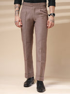 Khakhi Classic Buckle Herringbone Gurkha Pants | Boot Cut Fit by Italian Vega®