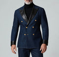 Luxury Denim & PU Leather Blazer – Italian Vega®