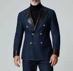 Luxury Denim & PU Leather Blazer – Italian Vega®