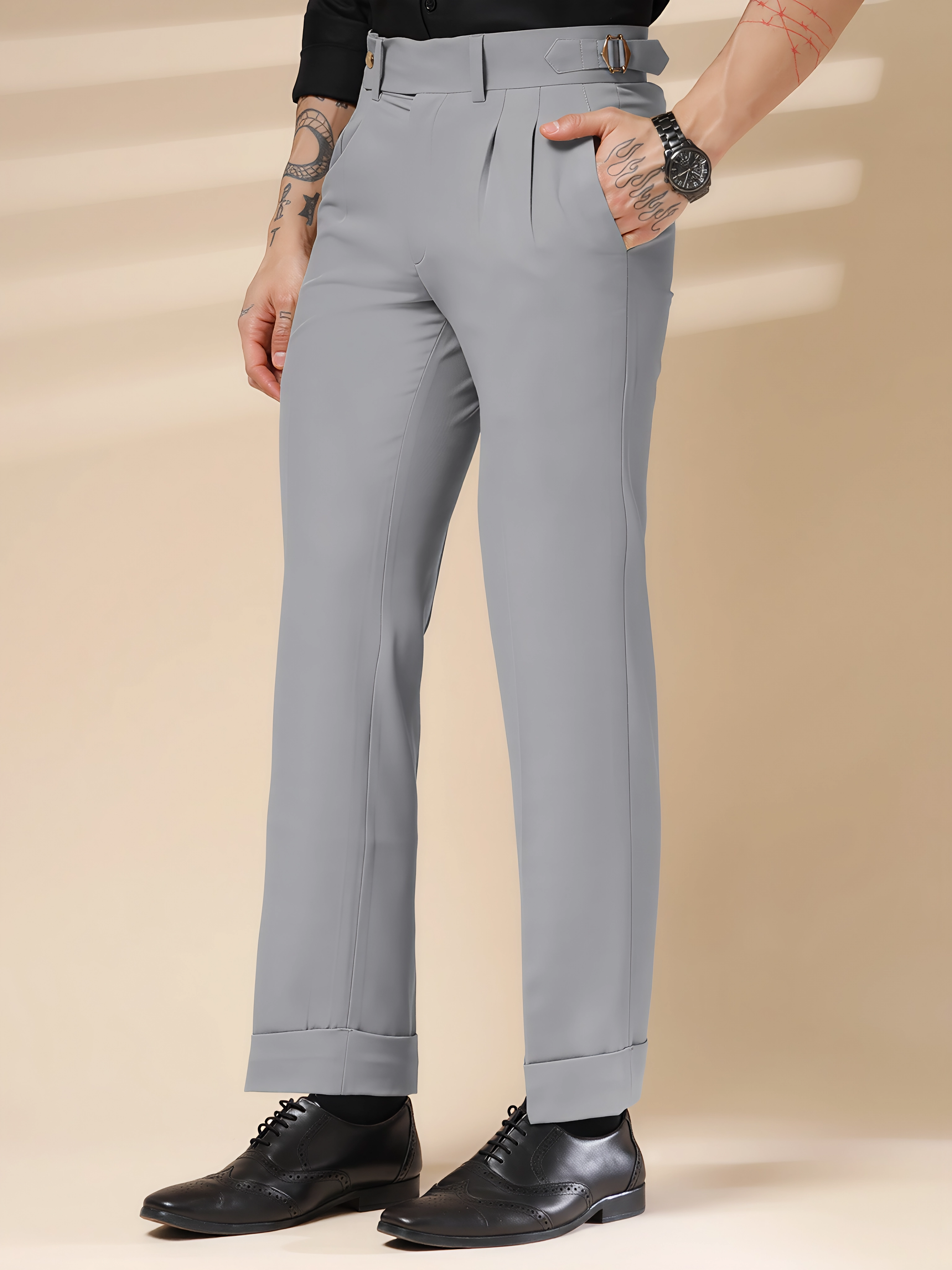 Ash Grey Signature Formal Gurkha Pants by ITALIAN VEGA®