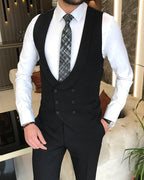ITALIAN FIT MEN'S BLACK(U) SUIT BY ITALIAN VEGA® (3-Piece)