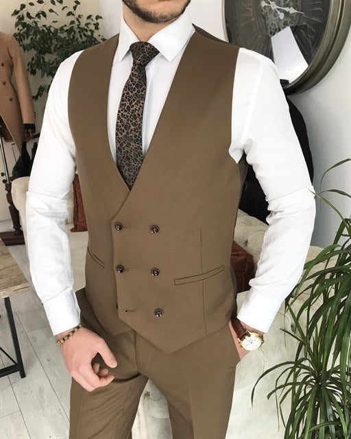 ITALIAN FIT MEN'S BROWN SUIT BY ITALIAN VEGA® (3-Piece)