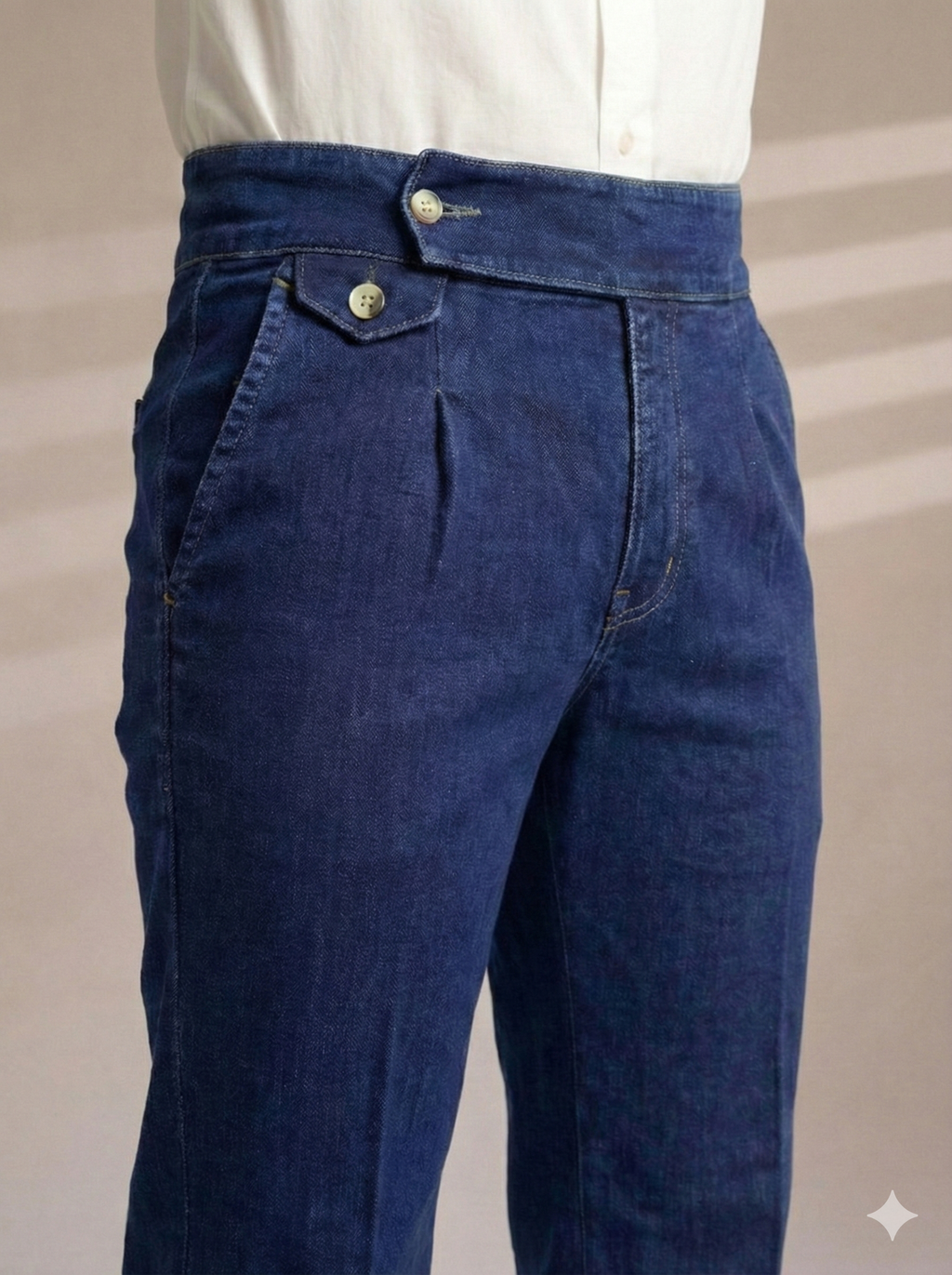 Blue Denim Signature Flap Gurkha Trouser Pants | Boot Cut Fit by Italian Vega®