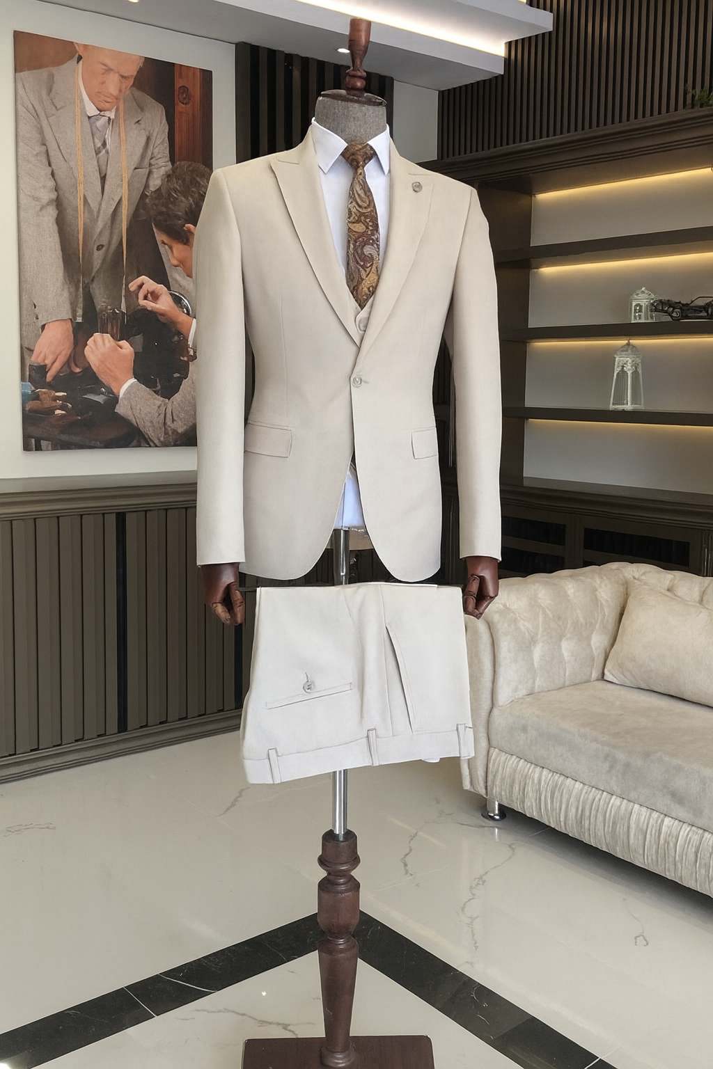ITALIAN FIT MEN'S BEIGE SUIT BY ITALIAN VEGA® (3-Piece)