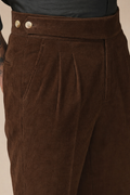 Brown Corduroy Classic Button Gurkha Pants | Boot Cut Fit by ITALIAN VEGA®