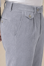 Light Grey Corduroy Signature Flap Gurkha Pants | Boot Cut Fit by ITALIAN VEGA®