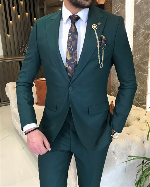 ITALIAN FIT MEN'S ARMY GREEN SUIT BY ITALIAN VEGA® (3-Piece)
