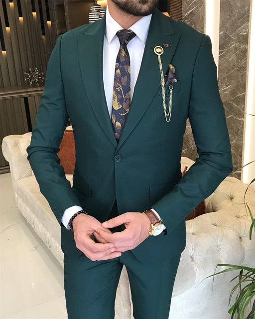 ITALIAN FIT MEN'S ARMY GREEN SUIT BY ITALIAN VEGA® (3-Piece)