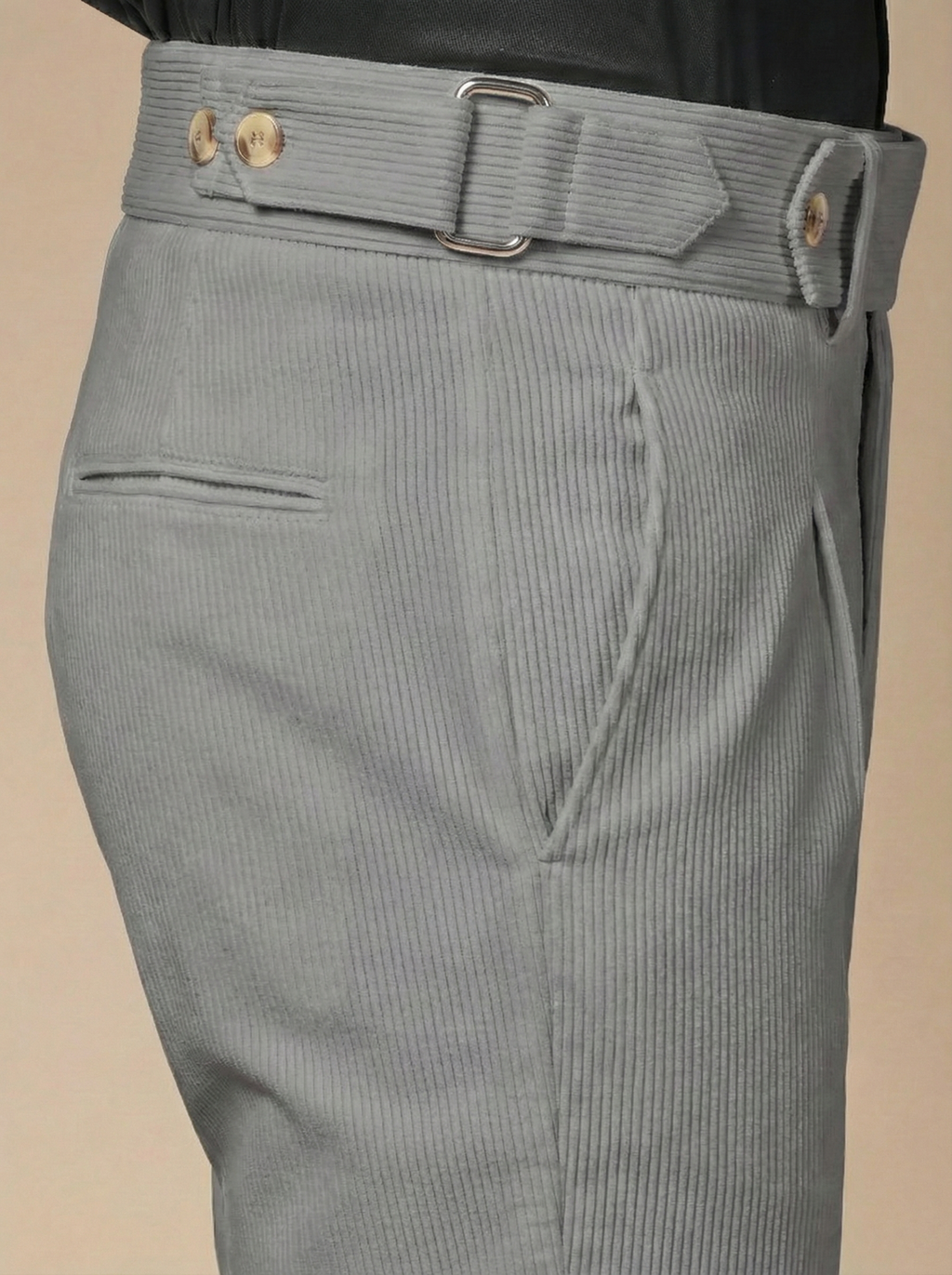 Dark Grey Corduroy Oxford Gurkha Pants | Boot Cut Fit by ITALIAN VEGA®