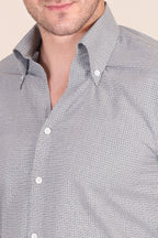 Old Money Light Grey Glen Check One Piece Collar Shirt by Italian Vega®