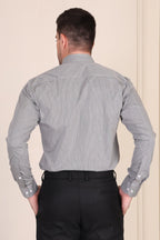 Old Money Black Pencil Stripe One Piece Collar Shirt by Italian Vega®