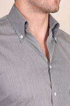 Old Money Black Pencil Stripe One Piece Collar Shirt by Italian Vega®