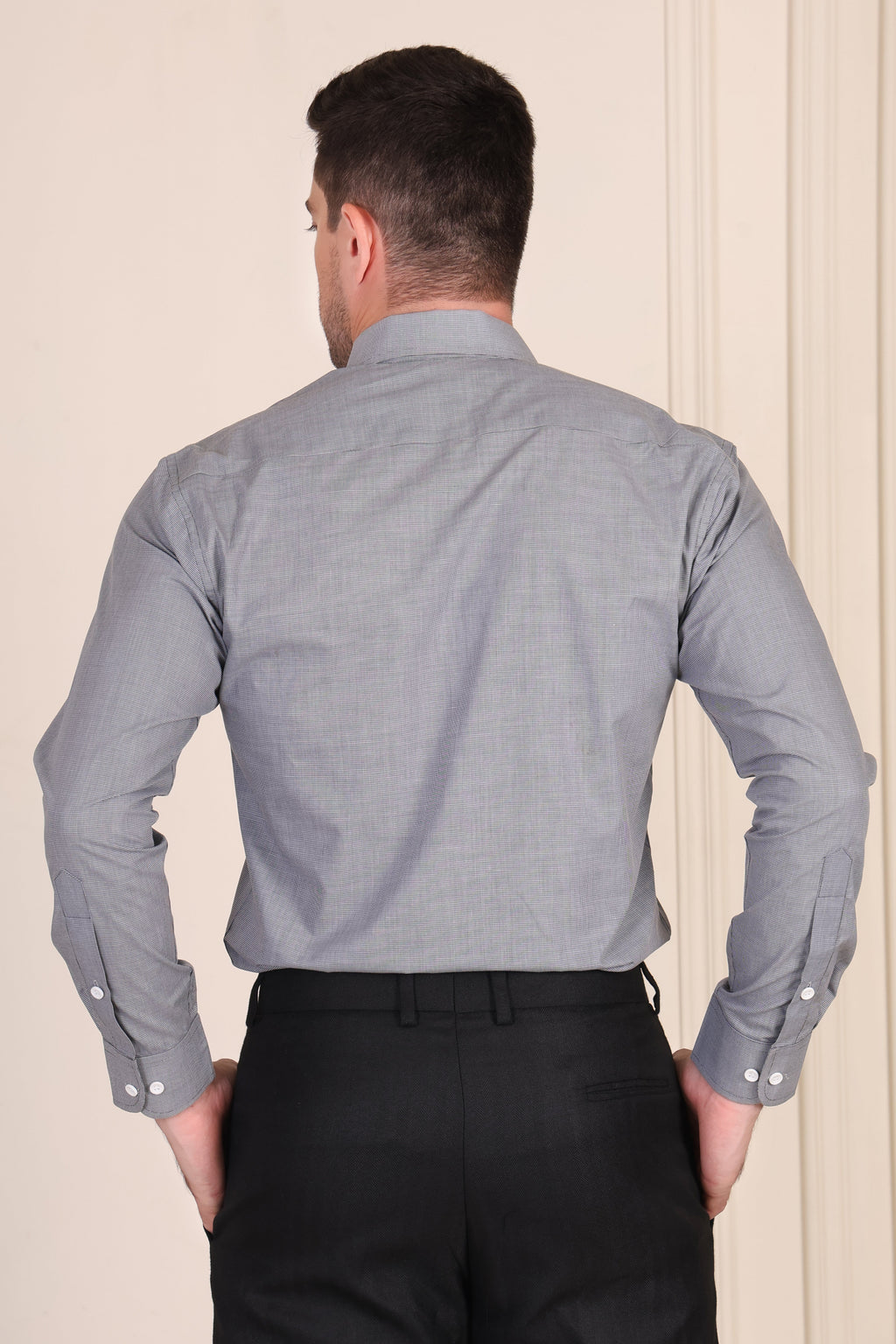 Old Money Grey Textured One Piece Collar Shirt by Italian Vega®