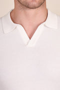 White Flat Half Sleeve Knit Polo by ITALIANVEGA®