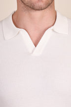 White Flat Half Sleeve Knit Polo by ITALIANVEGA®