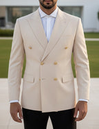 Beige Double Breasted Blazer by Italian Vega®