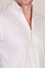 Old Money Ivory White Solid One Piece Collar Shirt by Italian Vega®
