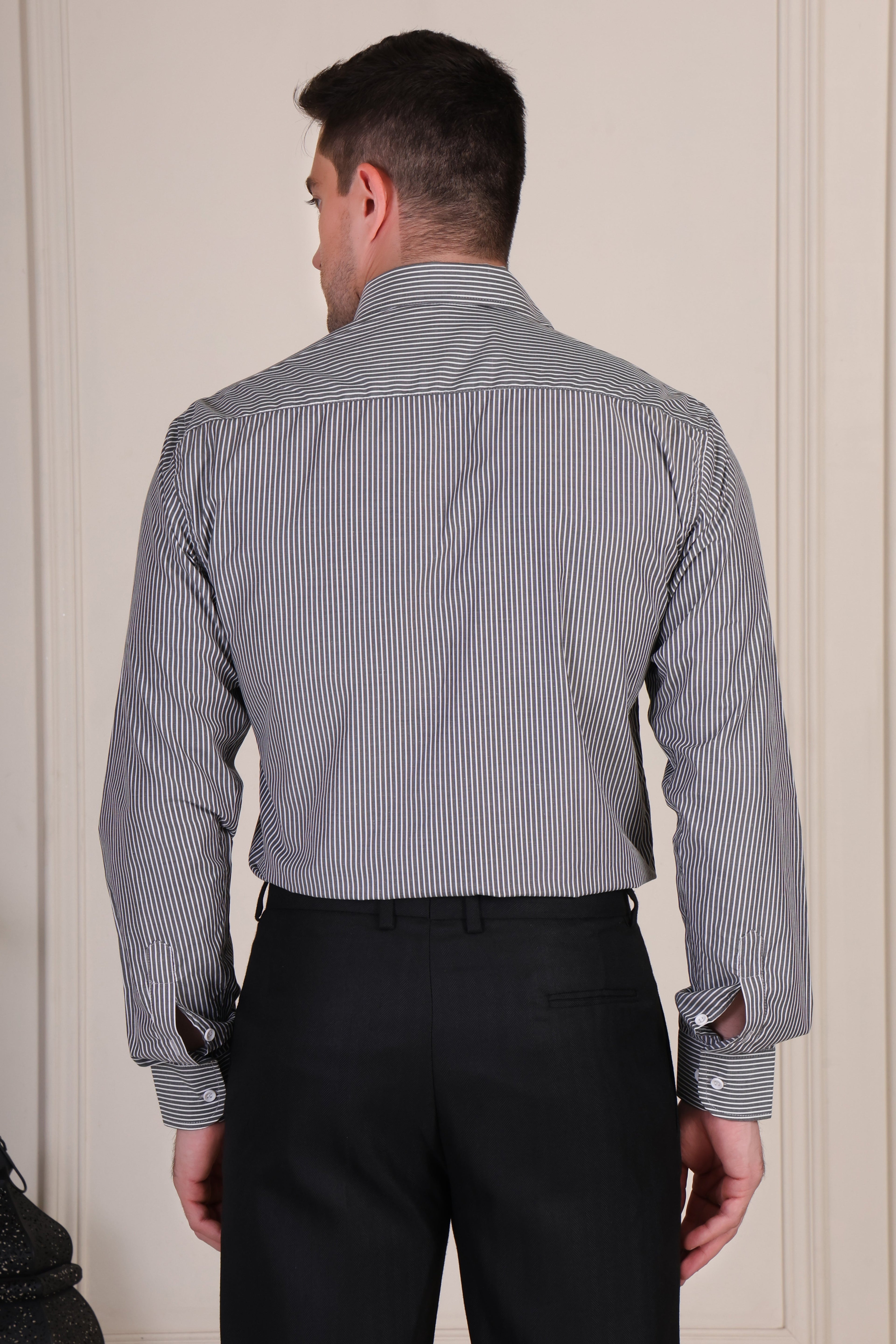 Old Money Black Stripe One Piece Collar Shirt by Italian Vega®