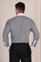 Old Money Black Contrast Stripe One Piece Collar Shirt by Italian Vega®