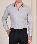 Solid Light Grey One Piece Collar Shirt by Italian Vega®