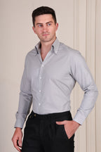 Solid Light Grey One Piece Collar Shirt by Italian Vega®