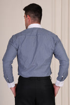 Old Money Deep Navy Contrast Stripe One Piece Collar Shirt by Italian Vega®