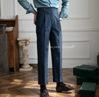 Old Money Grey Stripe Shirt with Blue Veteran Denim Gurkha Pant by ITALIAN VEGA®