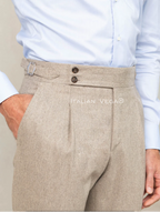 Beige Signature Flannel Gurkha Pants by Italian Vega®