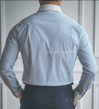 Old Money Classic Stripe Shirt with Anthracite Flannel Signature Buttoned Gurkha Pant by ITALIAN VEGA®