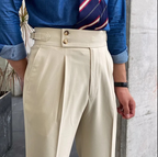 Old Money Powder Blue Shirt with Beige Signature Buttoned Gurkha Pant by ITALIAN VEGA®