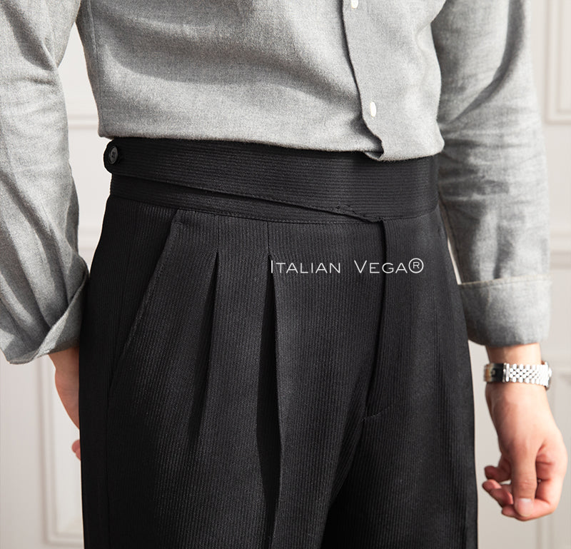 Black Corduroy Classic Button Gurkha Pants by ITALIAN VEGA®