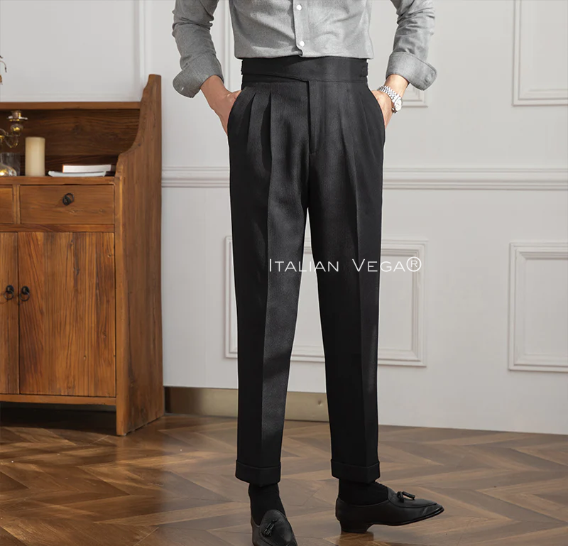 Black Corduroy Classic Button Gurkha Pants by ITALIAN VEGA®