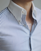 Old Money Classic Stripe Shirt with Grey Herringbone Signature Buttoned Gurkha Pant by ITALIAN VEGA®