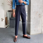 Old Money Crepe Shirt with Elephant Grey Signature Buttoned Gurkha Pant by ITALIAN VEGA®