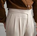 Beige Corduroy Classic Button Gurkha Pants by ITALIAN VEGA®