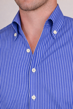 Old Money Indigo Blue Pinstripe One Piece Collar Shirt by Italian Vega®