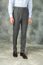 Old Money Grey Stripe Shirt with Anthracite Flannel Signature Buttoned Gurkha Pant by ITALIAN VEGA®
