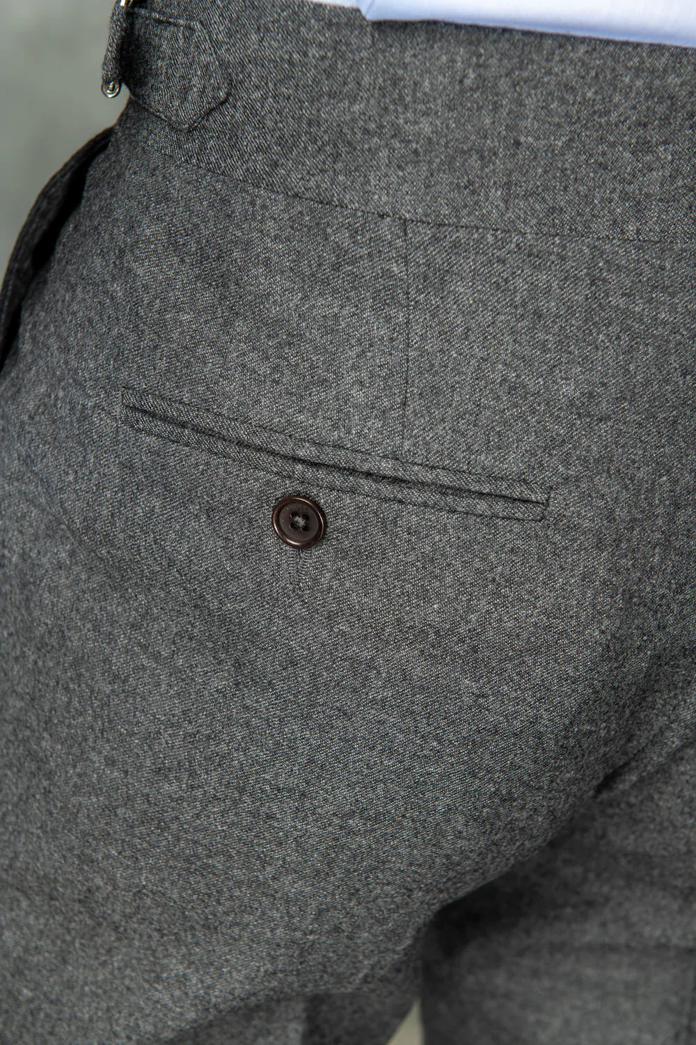 Old Money Powder Blue Shirt with Anthracite Flannel Signature Buttoned Gurkha Pant by ITALIAN VEGA®