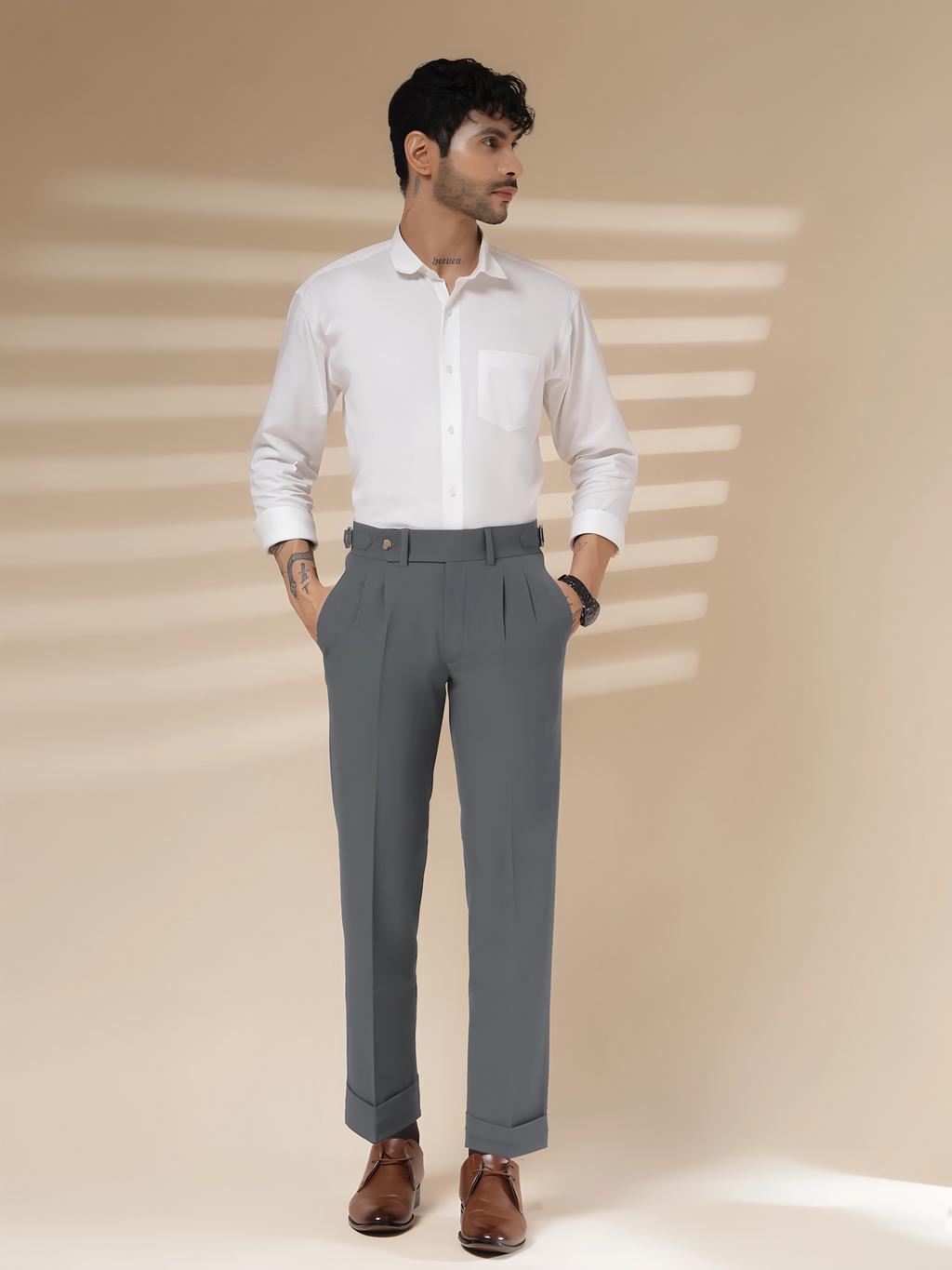 Stone Grey Signature Formal Gurkha Pants by ITALIAN VEGA®